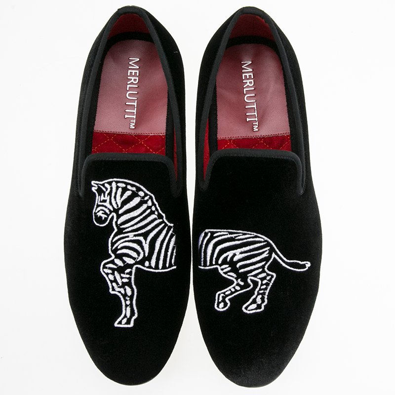 Merlutti Black and White Zebra Embroidered Loafers MARIO | Men main image 2