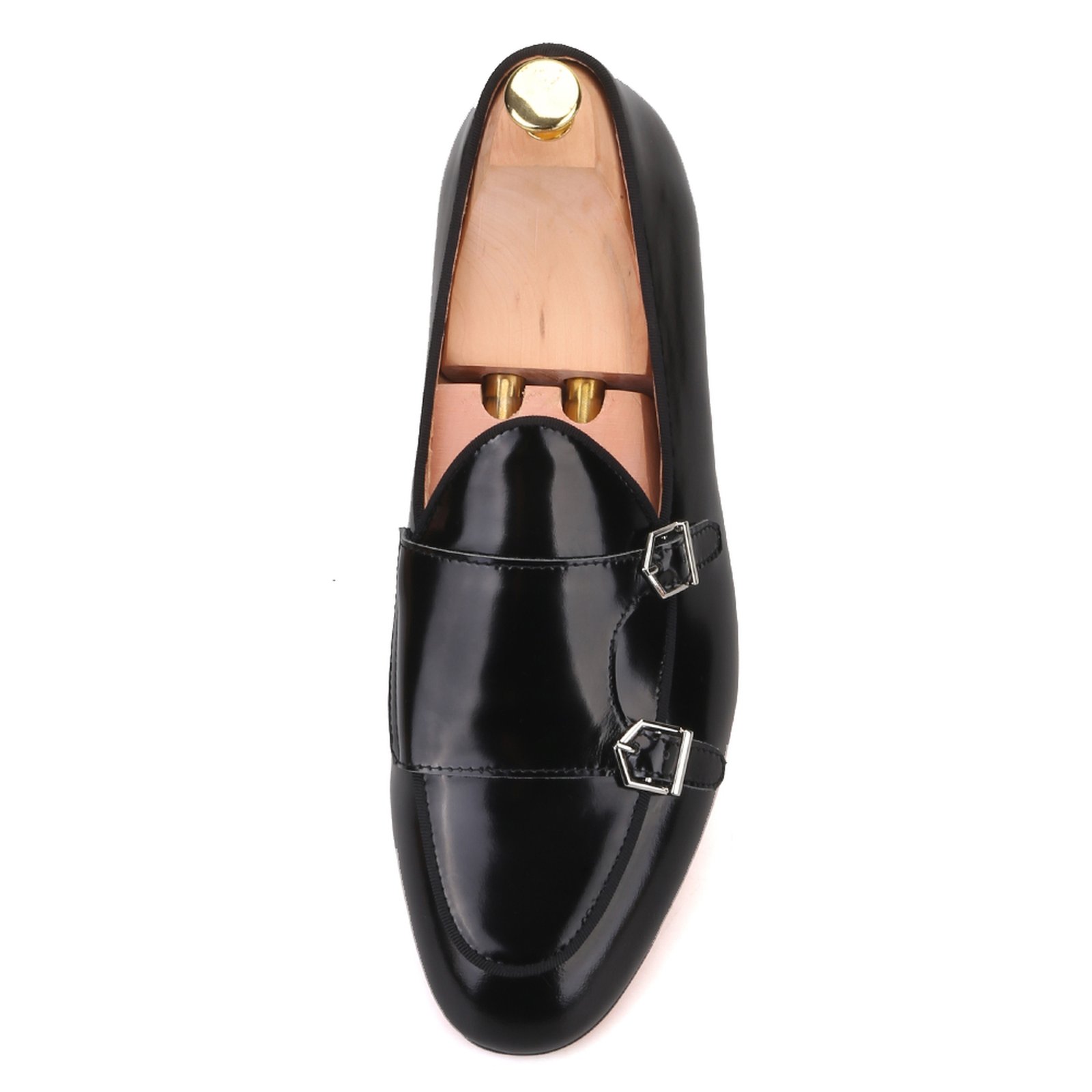 Black Leather Double-Monk Loafers - Image 4