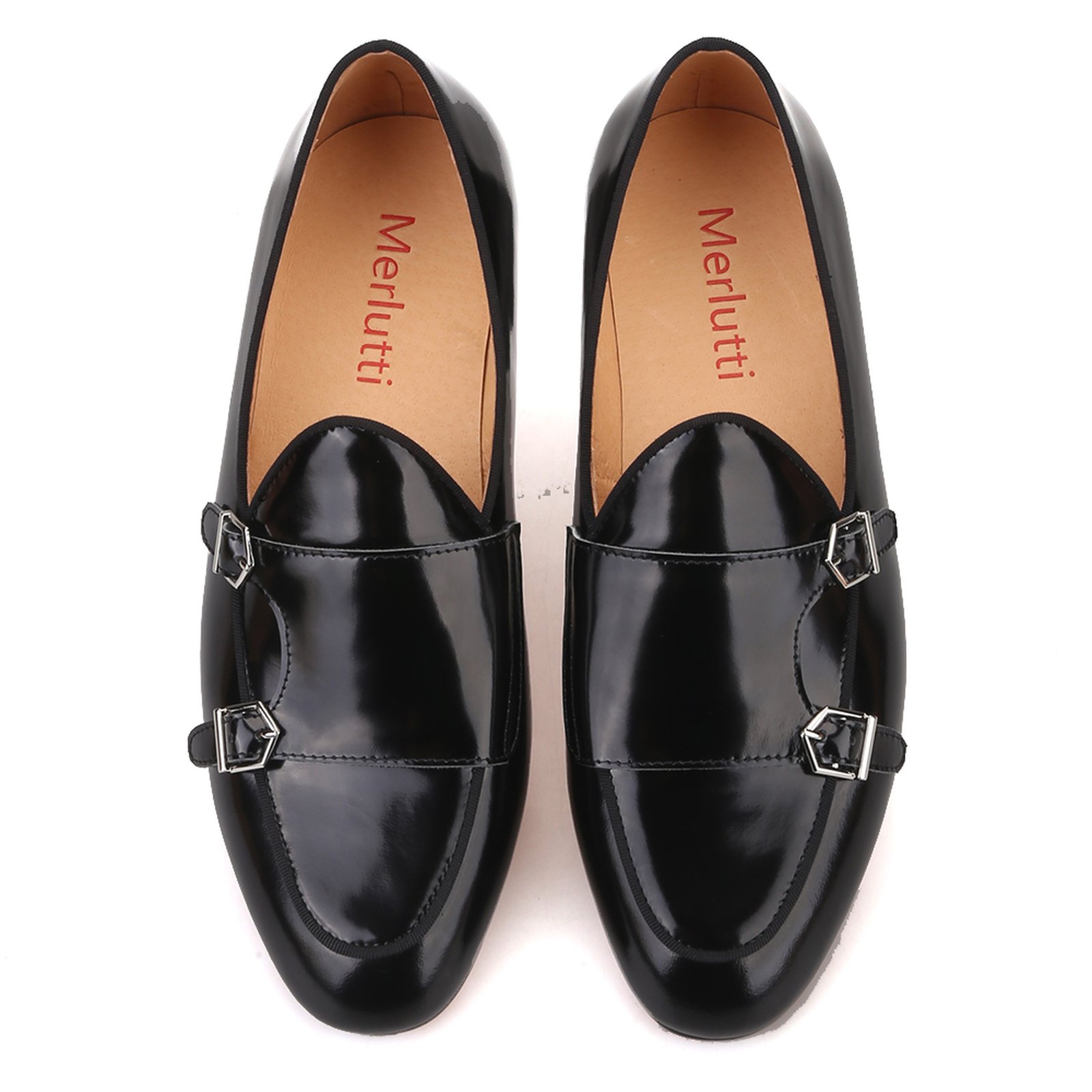 Black Leather Double-Monk Loafers - Image 3