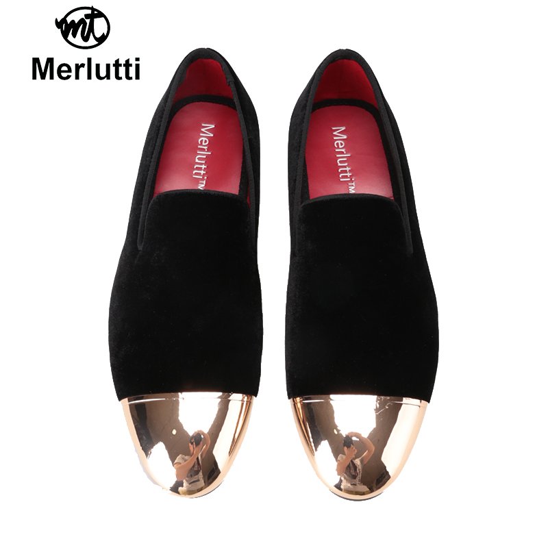 Black Velvet Gold Metal Toe