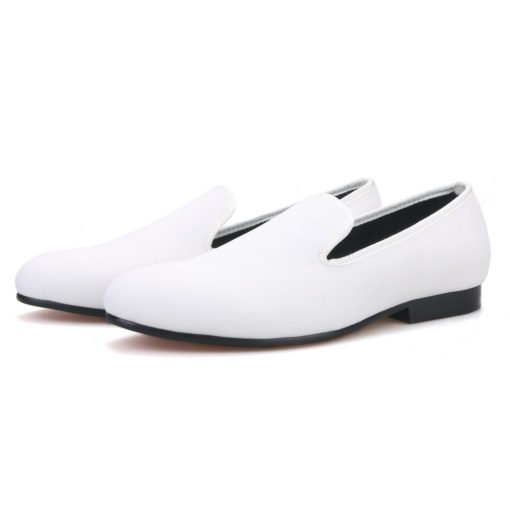 Plain White Velvet Round Toe Loafer - Merlutti display picture 3