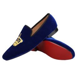 Alternative view of Blue Velvet Loafer Gold Crown Flat