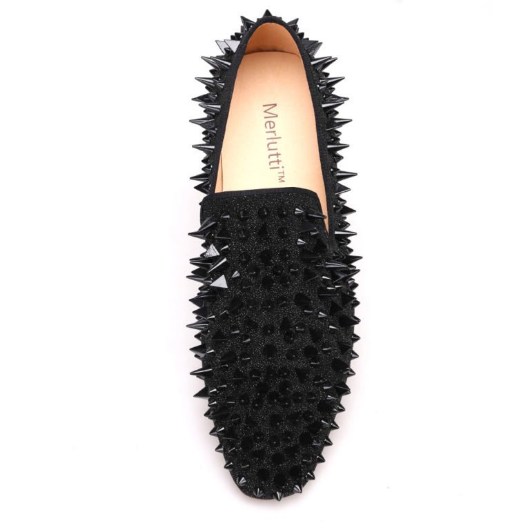 Black Loafer Rhinestones Rivets Flat - Merlutti display picture 2