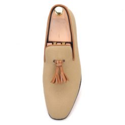 Brown Pompon Khaki Casual Loafers