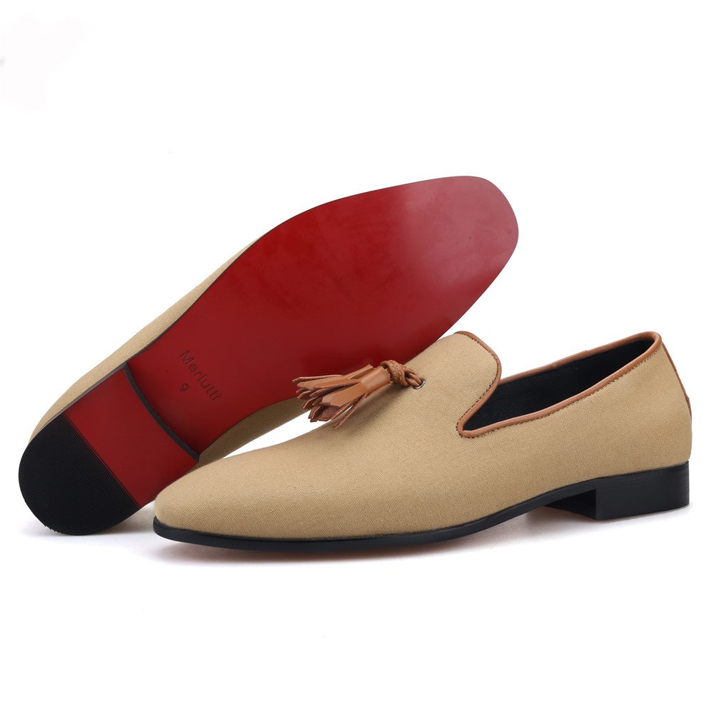 Brown Tassel Khaki Casual Loafers - Image 4