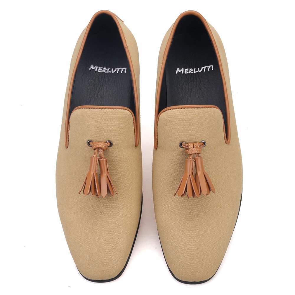 Brown Tassel Khaki Casual Loafers - Image 3