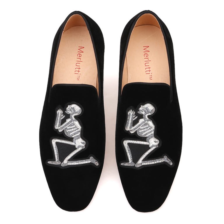 Women Plain Black Velvet Loafers Merlutti
