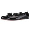 Black Patent Leather Bowtie Formal Flat