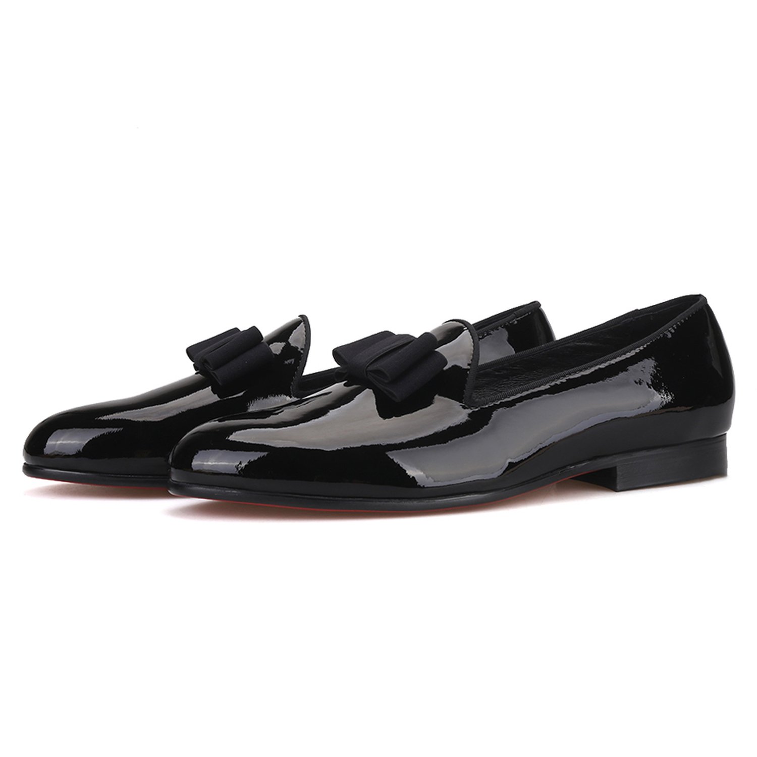 Black Patent Leather Bowtie Formal Flat