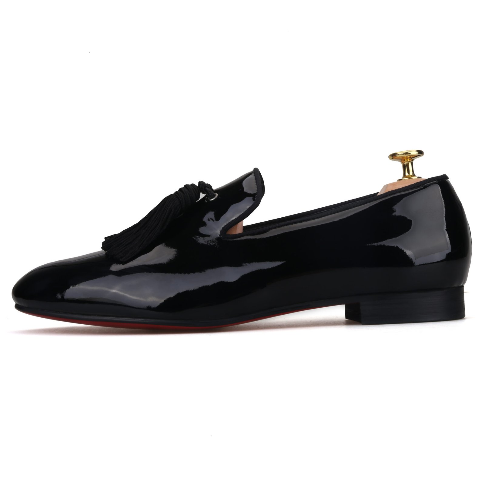 patent tassel loafers