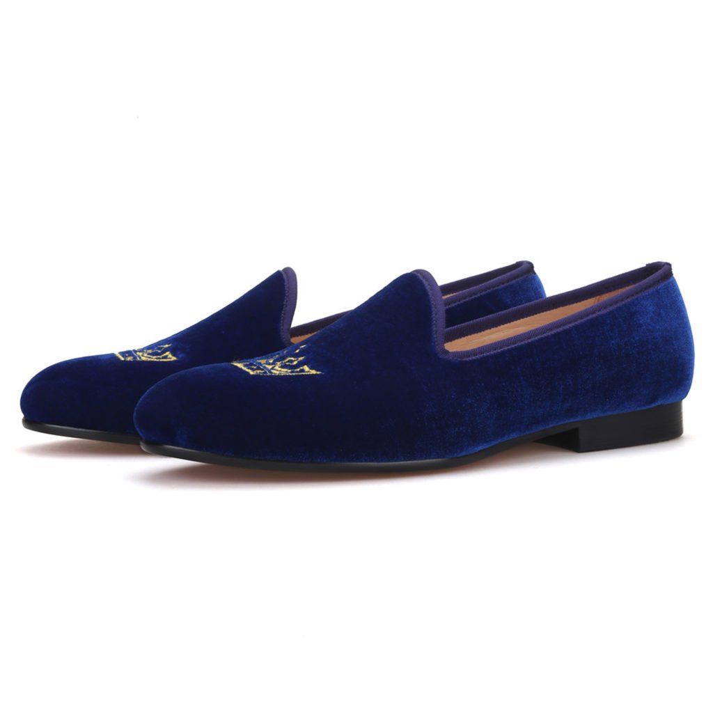 Blue Leather Flat Jeweled Loafer main image 0