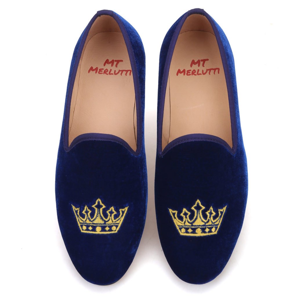 Blue Leather Flat Jeweled Loafer main image 1