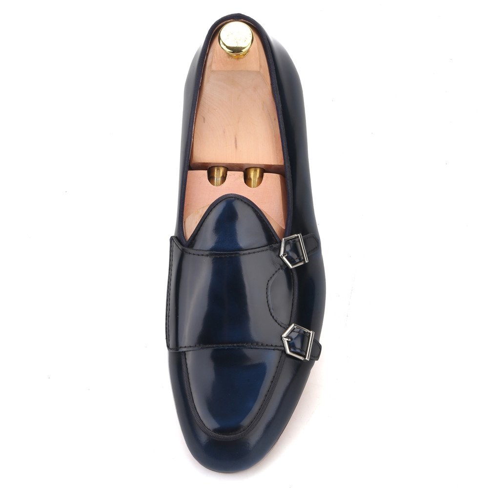 Blue Navy Leather Belgian Loafer - Image 4