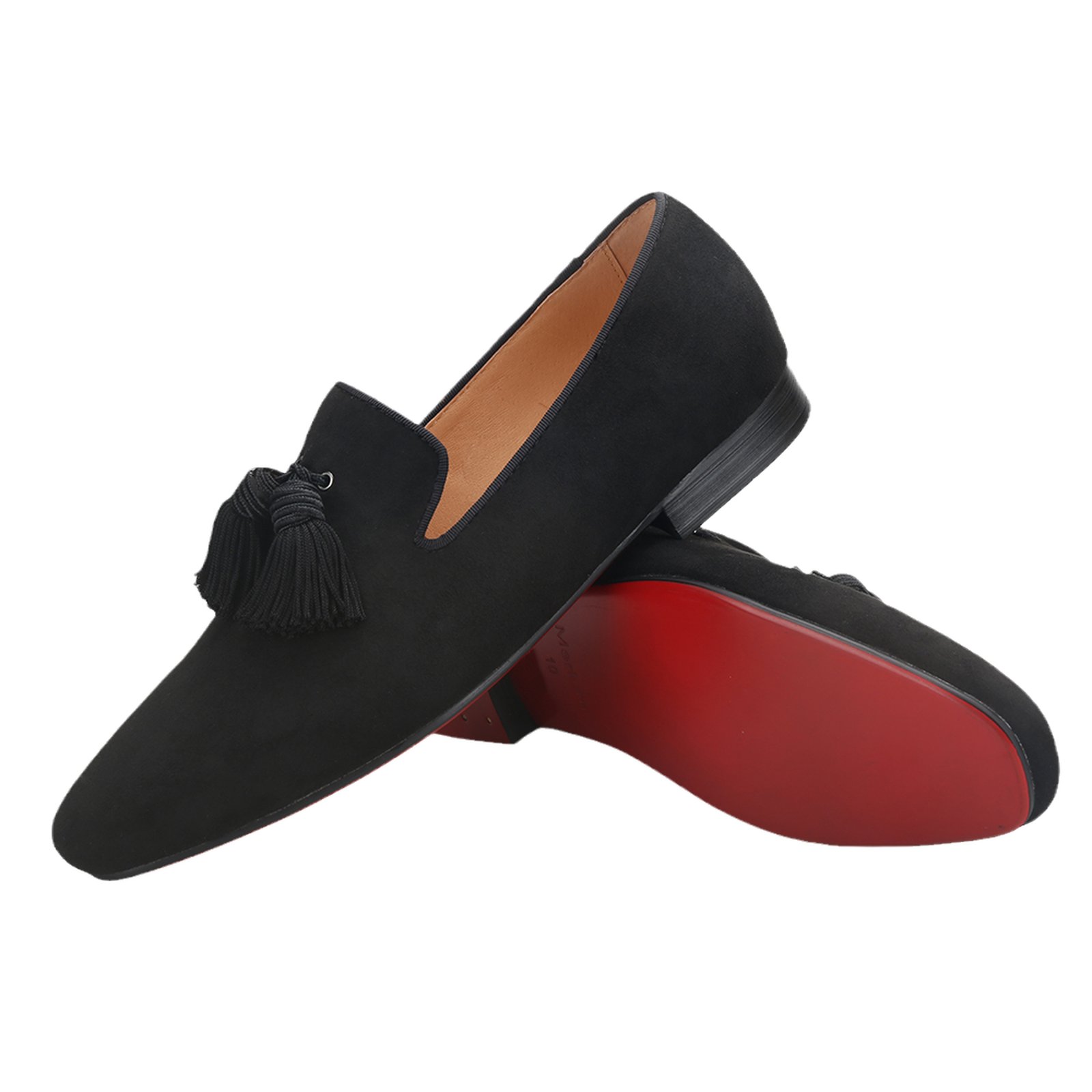 Black Suede Big Black Tassel Smoking Loafer - Image 4