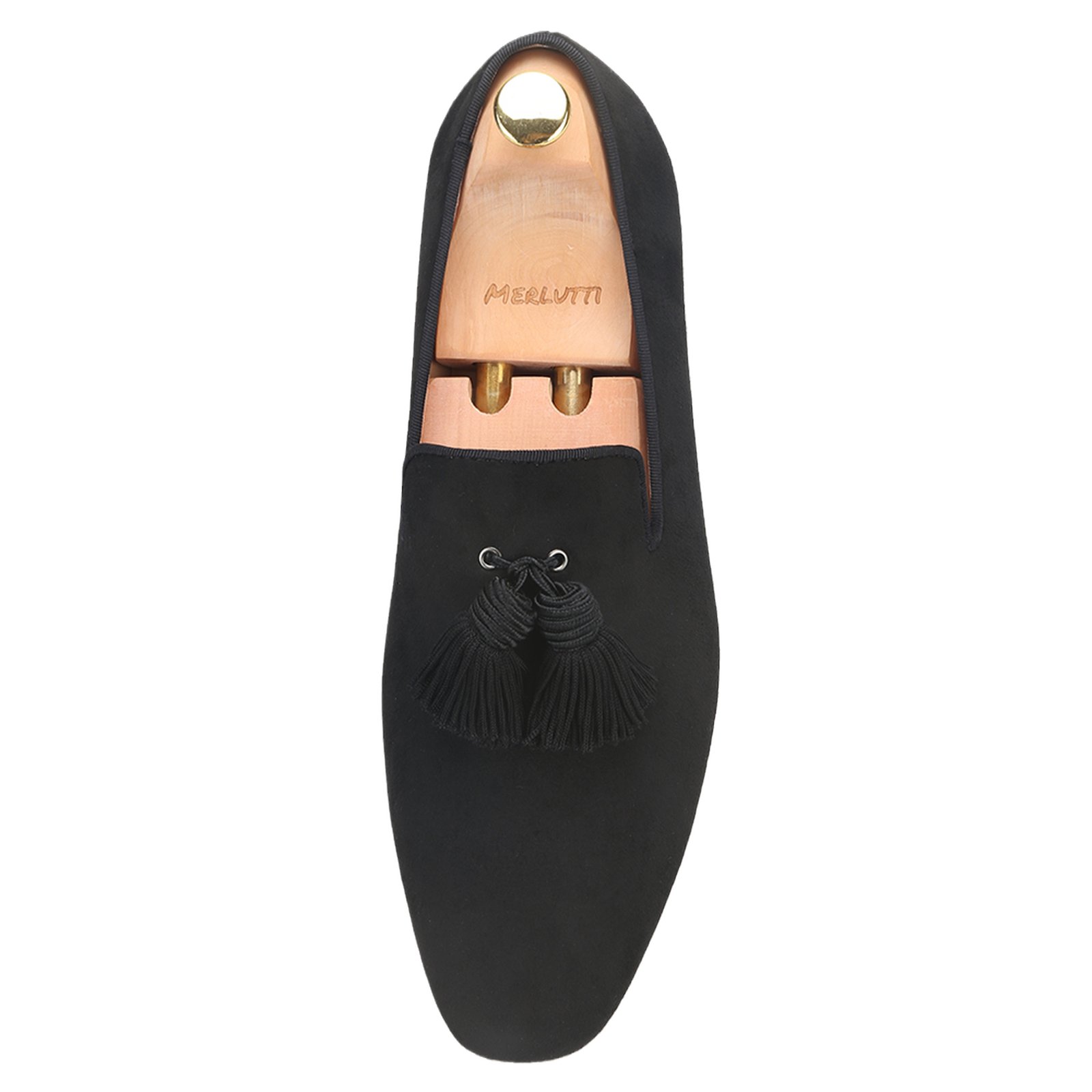 Black Suede Big Black Tassel Smoking Loafer - Image 5