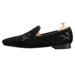 Black Velvet Sequins Handmade Loafer