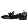 Black Patent Leather Blue Bowtie