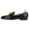 Black Patent Leather Gold Bowtie