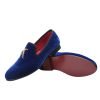 Blue Velvet Gold Shark Tooth Loafer
