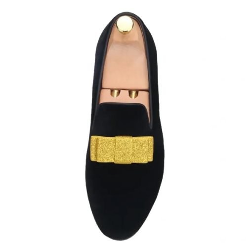 Black Velvet Gold Bowtie Formal Loafer - Merlutti display picture 2