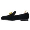 Black Velvet Gold Bowtie Formal Loafer
