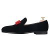 Black Velvet Red Bowtie Formal Loafer