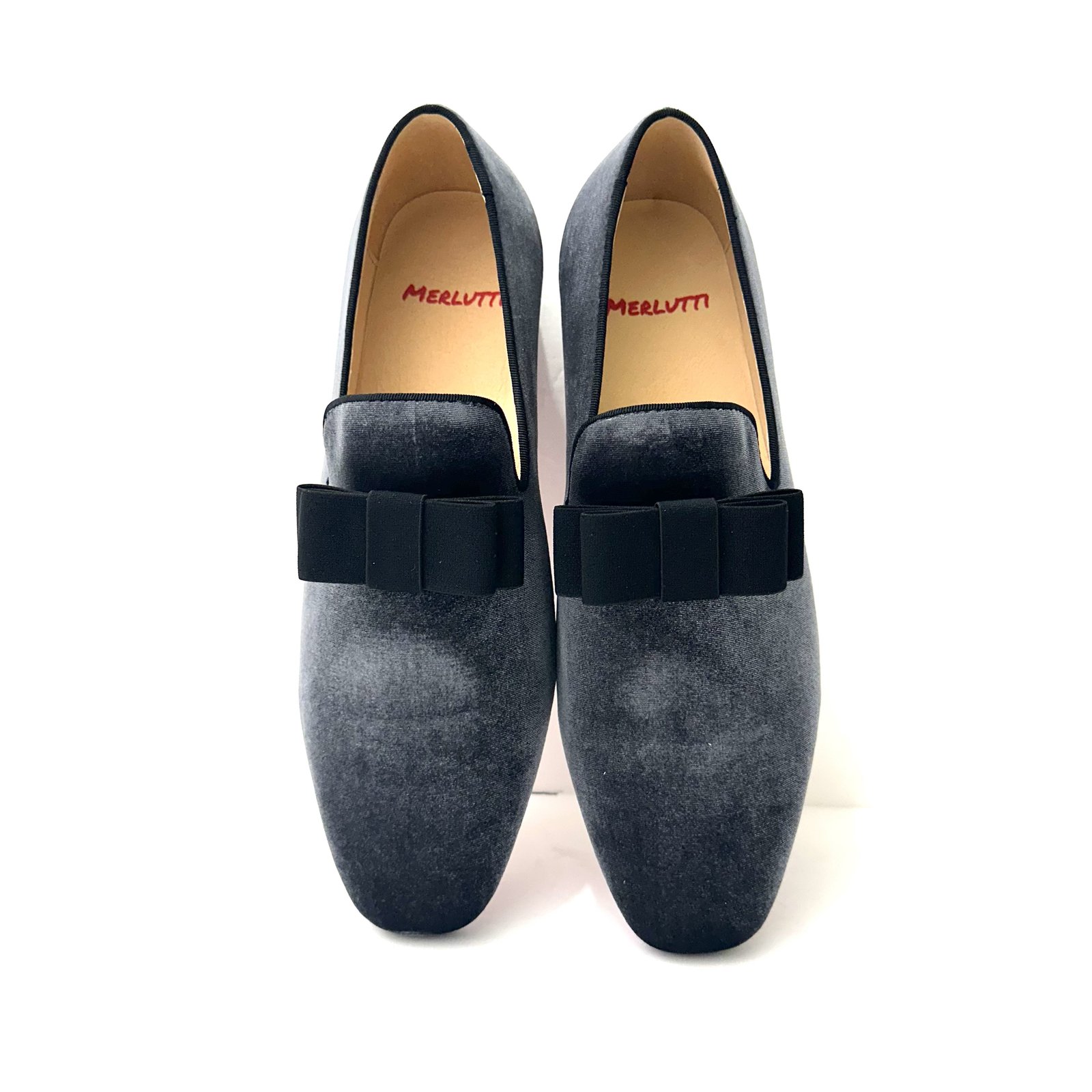 Gray Velvet Black Bowtie Formal Loafer - Image 3