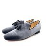 Gray Velvet Black Tassel Formal Loafer