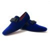 Royal Blue Velvet Black Bowtie Wedding Flat